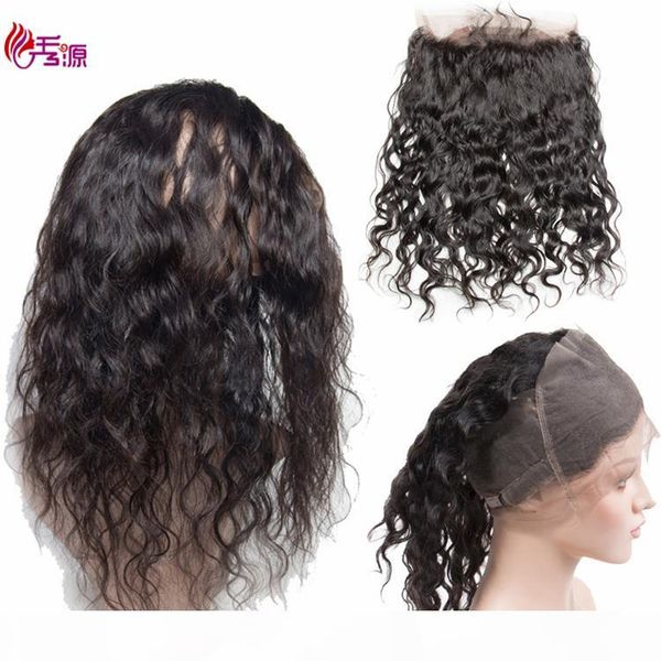 

grade virgin hair water wave remy human hair 360 lace frontal xiuyuanhair raw virgin indian hair 360 lace closure, Black;brown