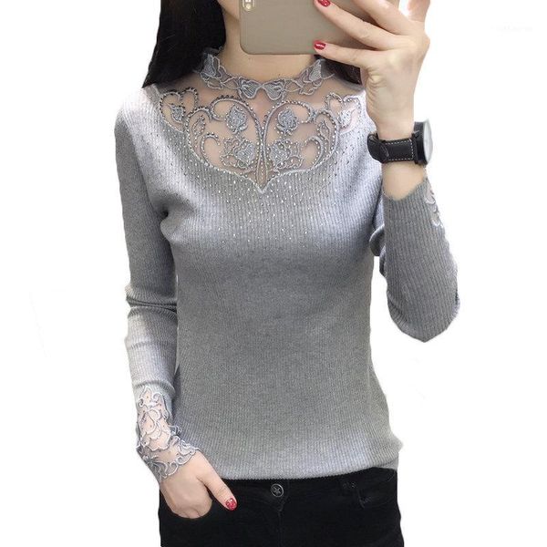 

2018 women's spring autumn long sleeve lace patchwork pullover sweaters t women knit o-neck sweater shirts a9281, White;black