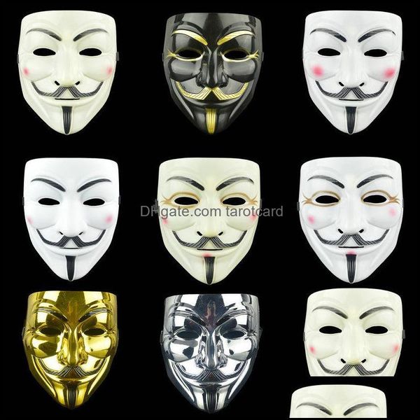 Party Masken Festliche Lieferungen Hausgarten Film V Für Vendetta Team Halloween Cosplay Kunststoff Maske Horror Adt Kinder Rolle Spielen Requisiten geschenk