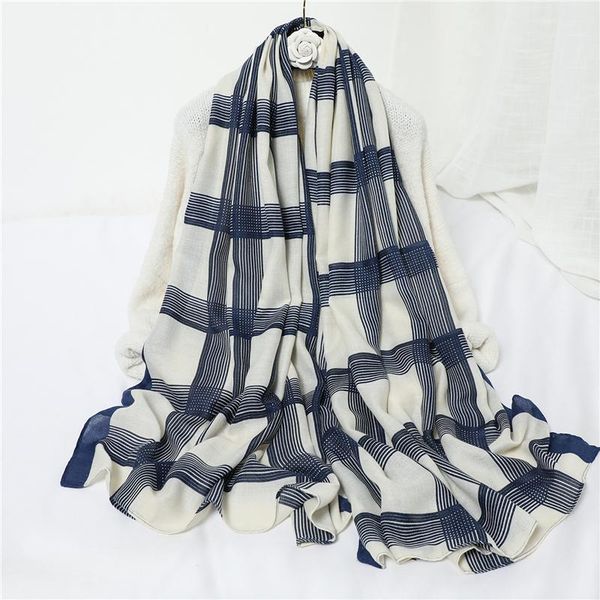 

2020 женщины plaid шарф мягкий хлопок шали и палантины печать foulard хиджаб платках леди пляж похититель пашмины бандана wmtink lottery2010, Blue;gray