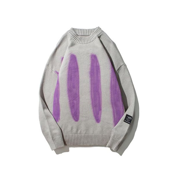 

color block o neck streetwear mens and womnes sweater oversize autumn hip hop pullover knitted sweaters, White;black