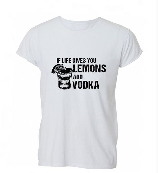 

2019 мода хлопок tshirt когда жизнь дает вам лимоны добавить водку смешной пьянки футболка tshirt женщин людей подарки спорт с капюшоном hoo