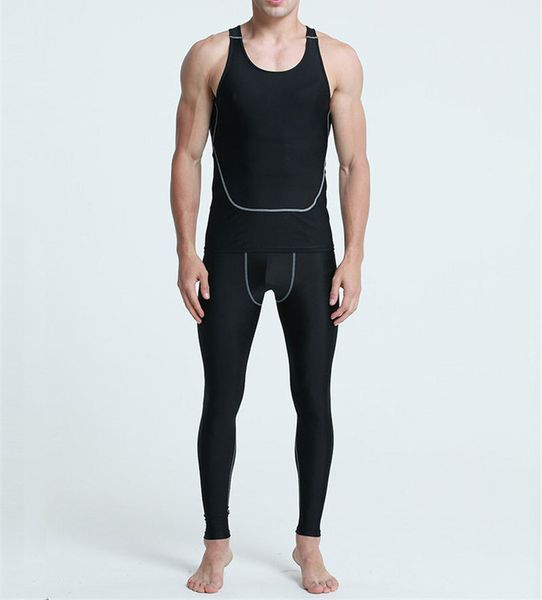 

men's basketball training fitness breathable quick drying tights running sweat suit sportswear set, Gray