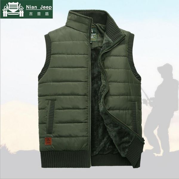 

men's vests nianjeep brand 2021 autumn winter men coat warm sleeveless jacket casual vest fleece army green waistcoat1, Black;white