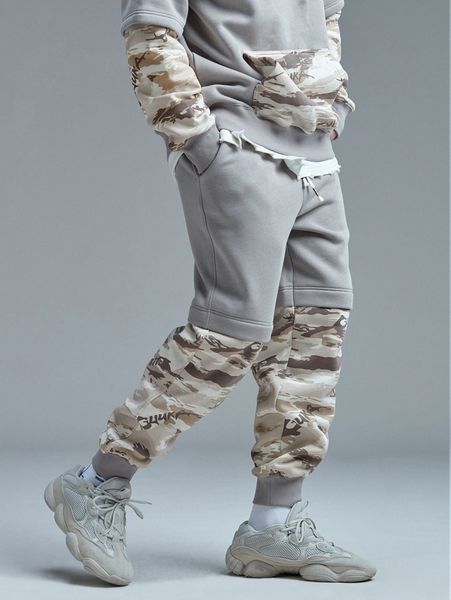 

men letter and camo print drawstring waist thermal lined sweatpants k0hi#, Black