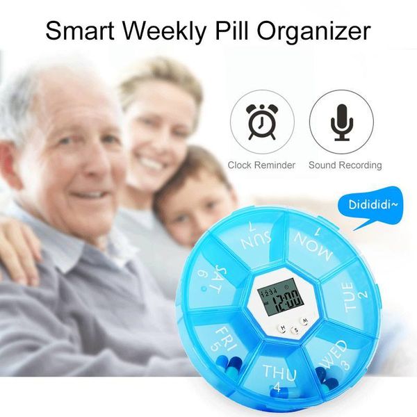 

7 portable grid travel contraceptive organizer medical electronic storage reminder synchronization box intelligent medicine