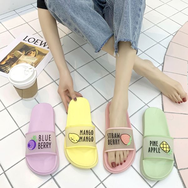 

2020 summer slippers shoes women cute fruit jelly color transparent open toe flip flops clear slides sandals outdoor beach x1020, Black