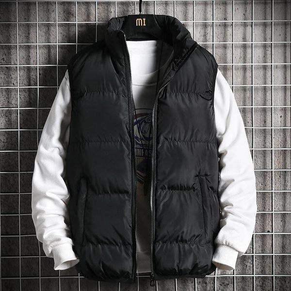 

2020 new spring autumn cotton vest men winter jackets vests man thick sleeveless jacket coats male new warm waistcoat men -6xl, Black;white