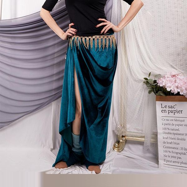 

belly dance practice clothing womne winter new performance clothing velvet hip scarf skirt dance performance1, Black;red