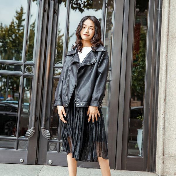 

autumn winter women pu leather jacket woman zipper belt short coat female black punk bomber faux leather outwear1