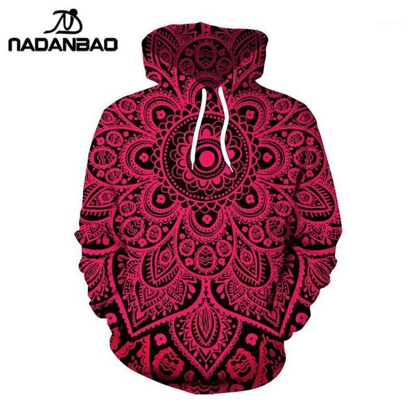 

nadanbao new arrival mandala women sweatshirt oversized hoodies hip hop red hoodie digital printed trending hooded1, Black