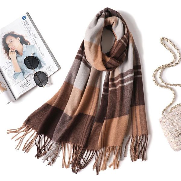 

2020 новый дизайнерский бренд шарф женщин густой зимы кашемира шарфы для дам шали и палантины пашмины шея wam бандана echarpe sqchxq, Blue;gray