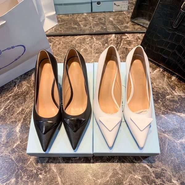 

luxurys designers spring 2022 sandals heels slippers iconic triangularhr heel logo head high-heeled women shoes wedding party dress shoes si, Black