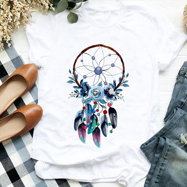 

женщины леди перо винтаж 90-х корейский kawaii цветочный принт tee женская футболка женская рубашка одежда верхняя графическая футболка, White