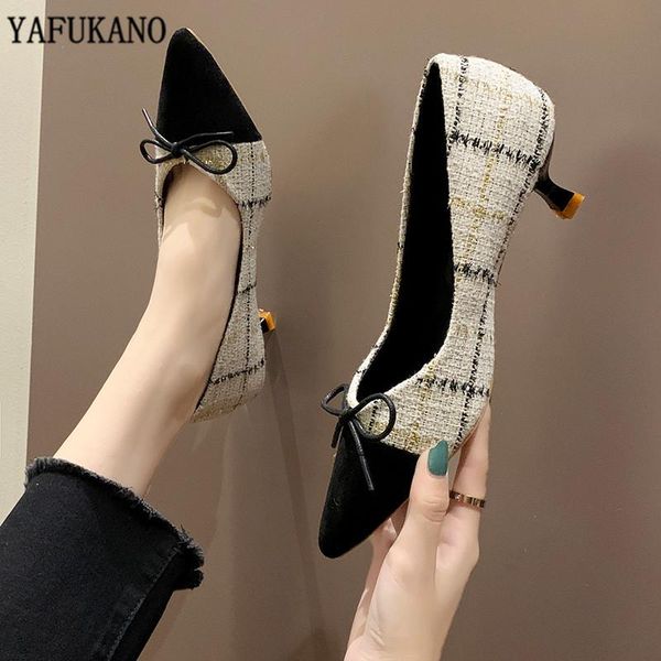 

spring fashion bow ladies pumps elegant pointed toe high heel pumps black beige office work party shoes