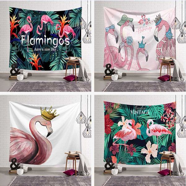 

тропический листья flamingo pattern гобелен wall art висячие декоративные свадеб подарков покрывало пляжное полотенце йога пикник мат