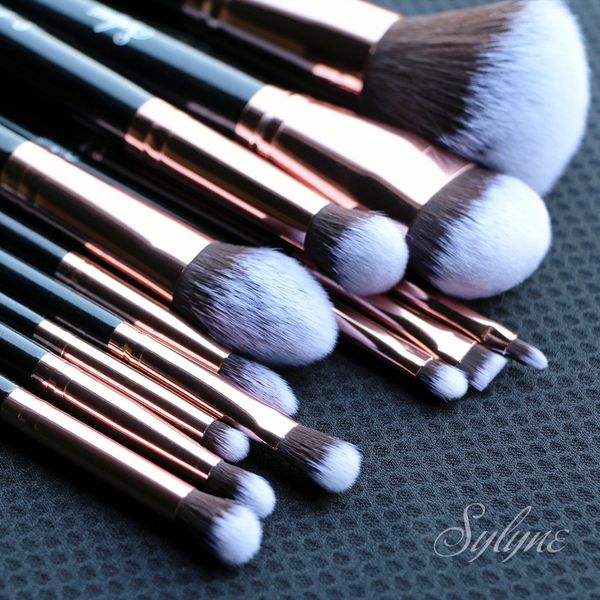 

sylyne makeup brushes 12pcs brush set professional synthetic hair rose gold foundation contour make up brushes. 201008