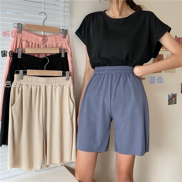 

women's shorts for women clothing short high waist wide leg summer black sweatpants harajuku 2021 vintage fashion casual korean baggy, White;black