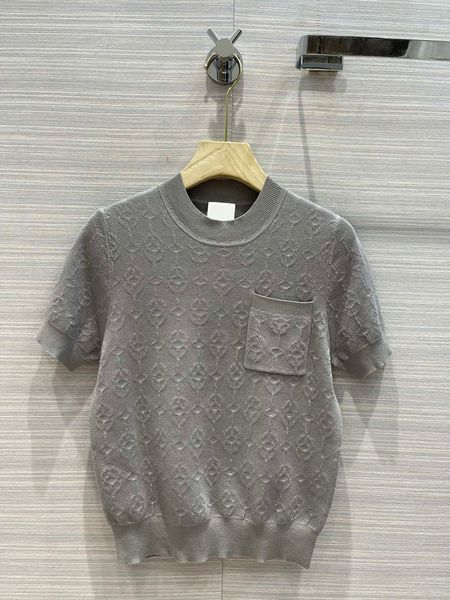 

1112 2022 spring brand same style sweaters embroidery short sleeve crew neck white gray black pullover fashion women clothing zhenyang, White;black