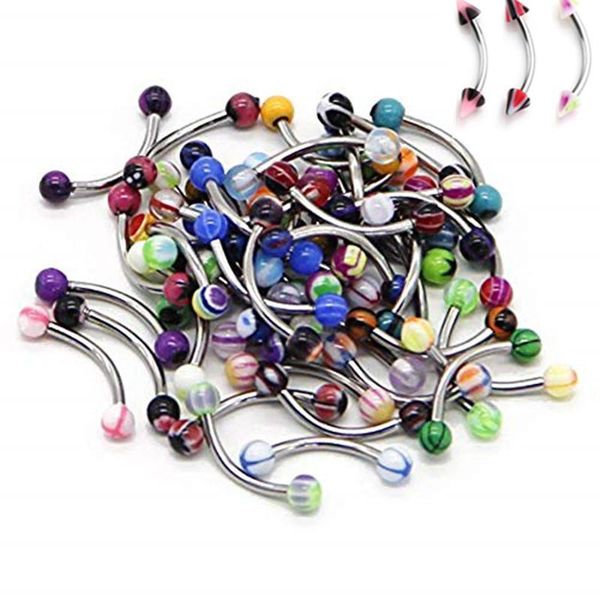 

10/20/30/50pcs stainless steel eyebrow piercing ring curved barbell tragus helix piercing rook labret eyebrow piercing jewelry q bbycor, Silver