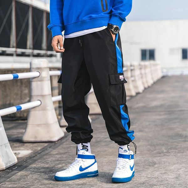 

men streetwear black sweatpants joggers 2020 mens hip hop harem pants male pocket casual track pants patchwork trousers1