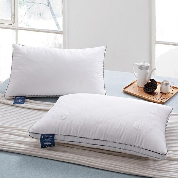 

pillow pure white three-dimensional satin fresh embroidered neck guard quilted cotton core