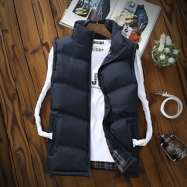 

autumn and winter casual pure down cotton vest youth coat sports jacket men's warm fashion top, Black;white