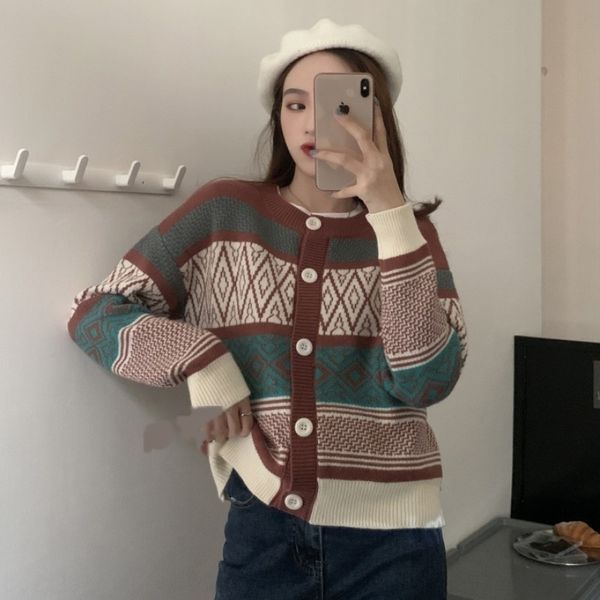 

xgnxl autumn 2020 short long sleeve sweater versatile short coat knitting cardigan new coat woman awljr, White;black