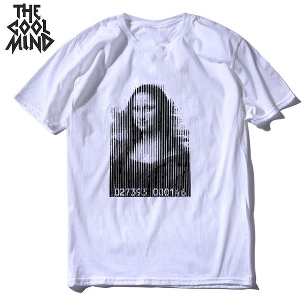 

спорт coolmind 100% хлопка с коротким рукавом прохладно рыхлой mona lisa печать мужчин майка случайные свободные мужчины тенниску охладиться