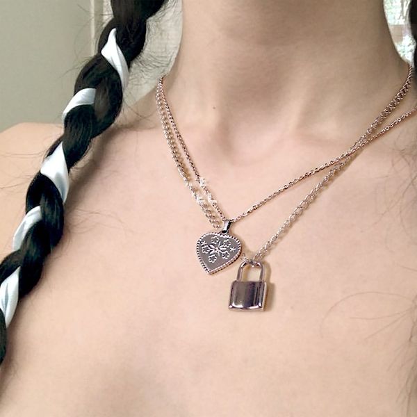 

hip pop hip-hop heart-shaped chain love choker fashion, Silver