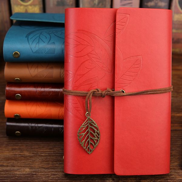 

vintage students bandage notebook solid color pu cover leather journal travel diary books retro notepad note book stationery gift vtky2275, Purple;pink