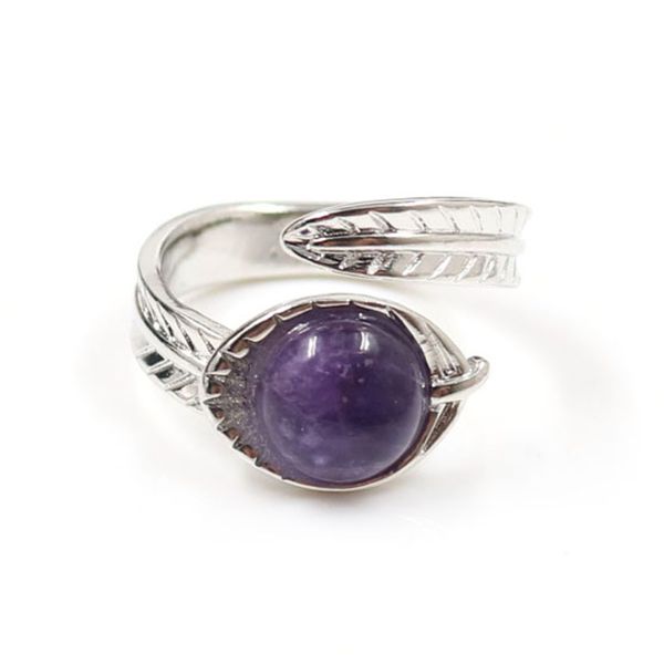 

wholesale 10 pcs silver plated leaf many colors quartz stone resizable finger ring for christmas gift jewelry