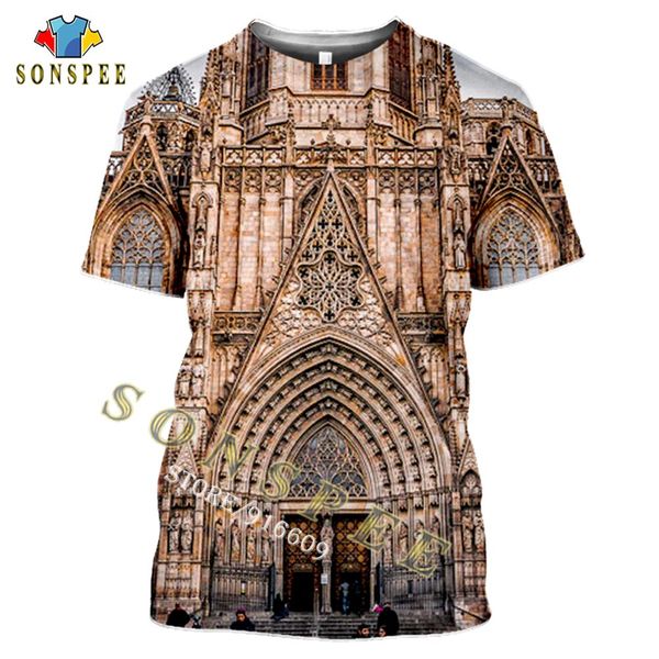 

church building summer 3d print shirts anime aesthetic harajuku men clothing