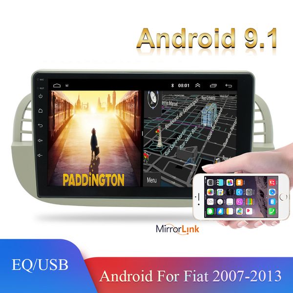 2Din Android 9.1 GPS Autoradio Per Fiat 500 2007 2008 2009 2010 2011 2012 2013 2014 FM Bluetooth Canbus lettore Con EQ