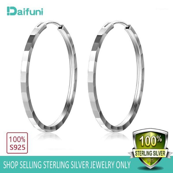 

trendy solid 925 sterling silver earrings classic big round circle hoop earrings 32mm women jewelry factory price1, Golden;silver