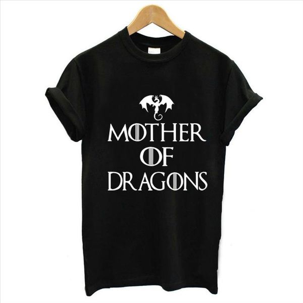 

mother of dragons letter print t shirt women short sleeve o neck loose 2021 summer women tee shirt camisetas mujer, White