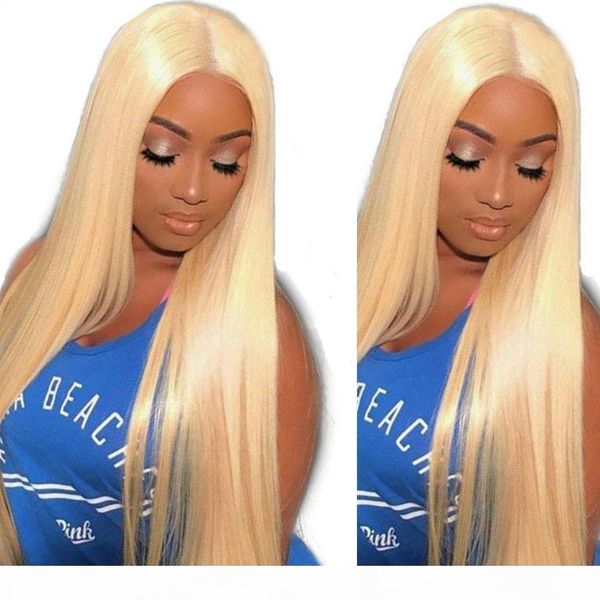 

613# blonde straight body wave front lace wigs 100% human hair wigs for women pre plucked with baby hair, Black;brown