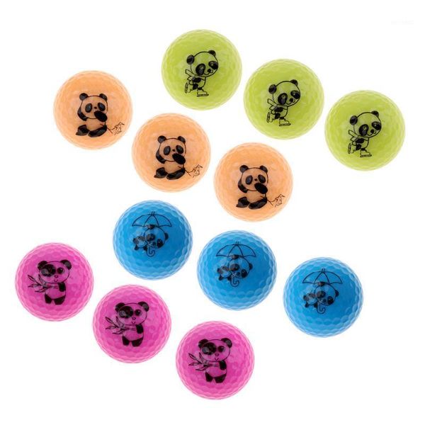 

golf balls 16 pieces driving range practice ball double layer cute panda1