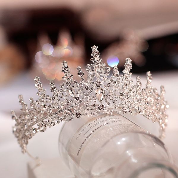

luxurious atmosphere bridal headdress shiny zircon alloy silver plated crown exquisite diamond wedding dress accessories