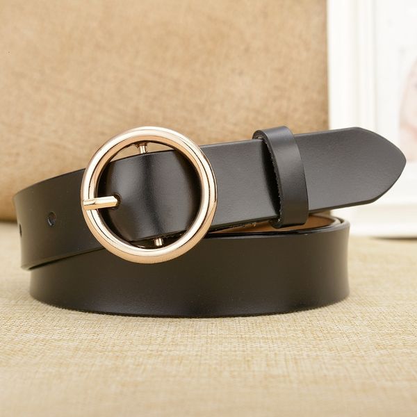 

genuine leather outfit student outfit ladies fashion versatile gold roundcowhide belt female korean student decorative belt w2aj0, Black;brown