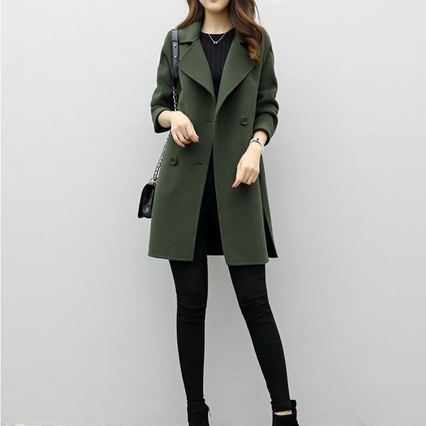 

new autumn winter wool blends coat women's korean fashion loose coats women casual jackets double breasted jacket elegant blend, Black