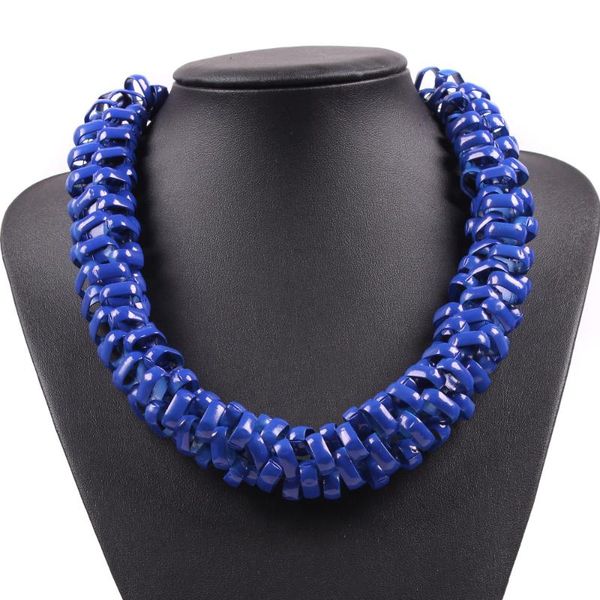 

fashion women necklace brand design rope cross metal chunky choker wholesale paint spraying alloy necklaces for ladies, Golden;silver