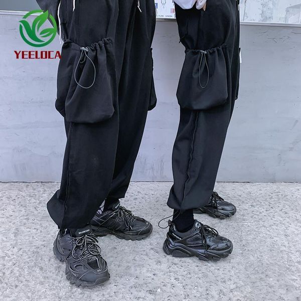 

large pockets, tactical pants, trousers all-match men women harlan pants elasticated solid color, sports pants jogger1, Black