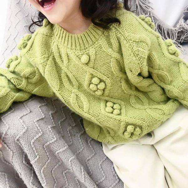 

pullover pom kids clothes spring baby sweater knitted hooded boys girls toddler solid handmade cardigan clothes1, Blue