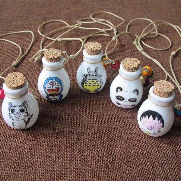 

anime bottle perfume new design ing cartoon necklace for woman vintage pendant ceramic jewelry sweater chains, Silver