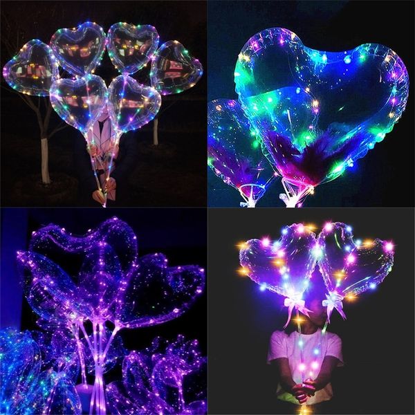 

luminous led balloon 2021 valentine's day love heart shape balloons lighting balloon light up bobo ball for wedding party decor h11902