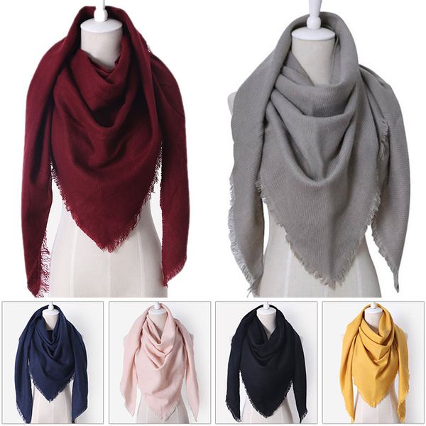 

new fashion autumn winter warm triangle for women pashmina shawl cashmere solid scarves blanket shawls scarf female
