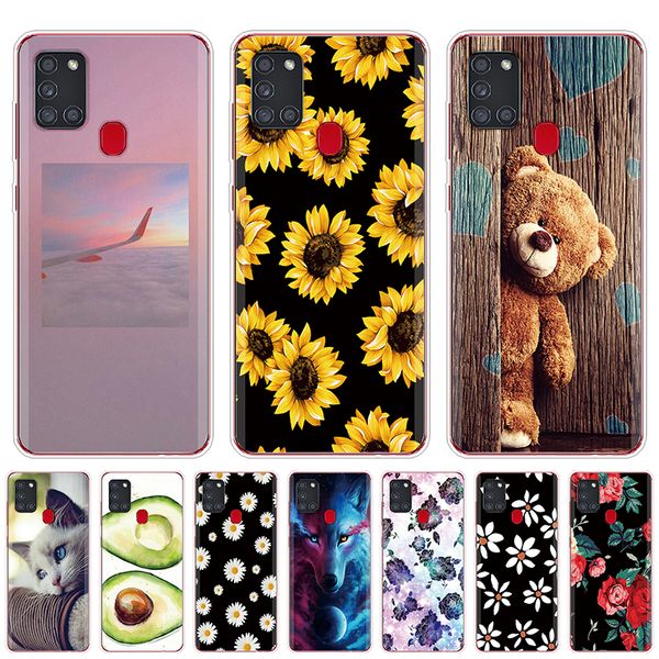 

for samsung galaxy a21s case a 21s bumper silicone tpu soft phone cover for samsung a21s a217f a21 a 21 s 6.5" cases cute flower