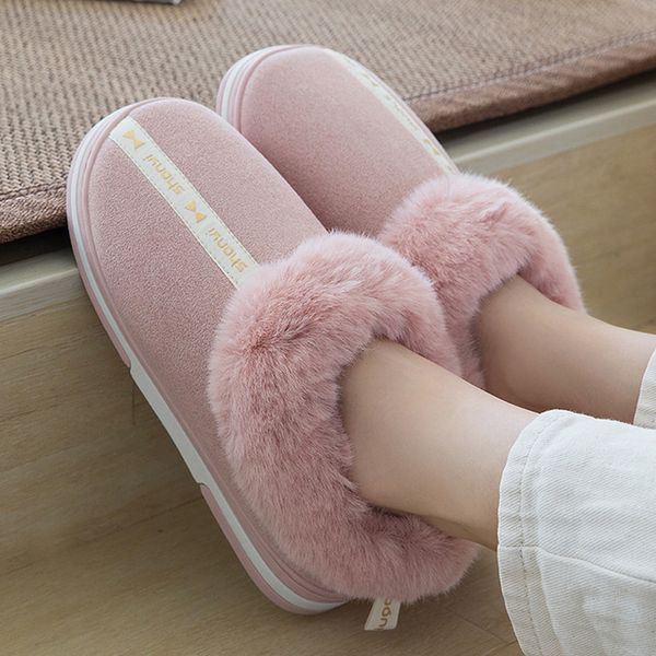 

women's fluffy slippers suede designer soft ladies house shoes 2020 new warm female home slippers with fur big size 9-12 indoor x1020, Black