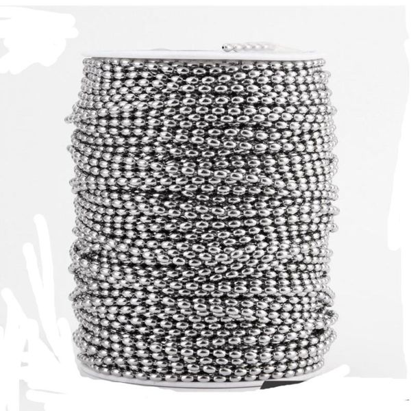 

chains 50/100pcs dia 1.5/2/2.4mm beaded ball stainless steel chain bulk jewelry for necklaces making supplies, Silver